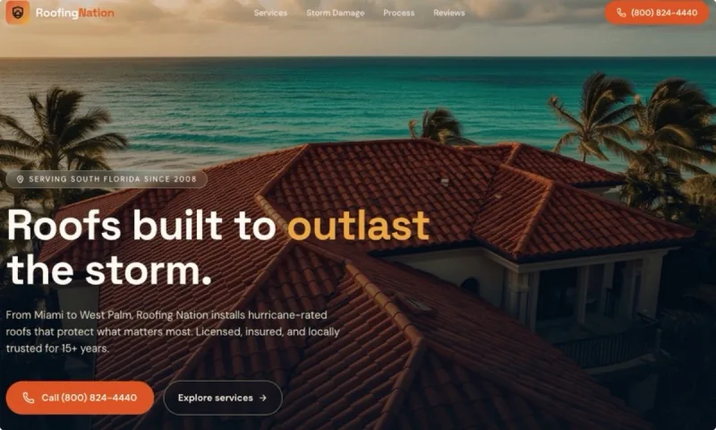 Roofing Nation website built by Optic Vault